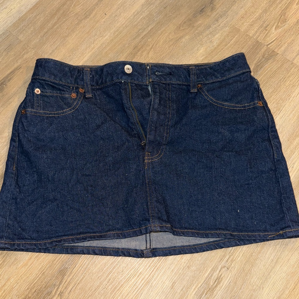 Abercrombie & Fitch Curve Love Mid Rise Denim Mini Skirt
